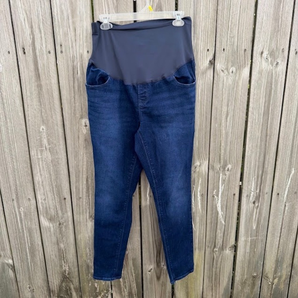 Maternity Pregnancy Old Navy Wow Skinny Jeans Size 14 Blue Dark Wash Full Panel
